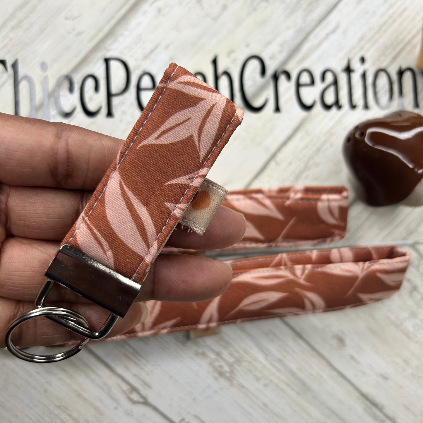 Fall Pink Leaves Key Fob Keychain