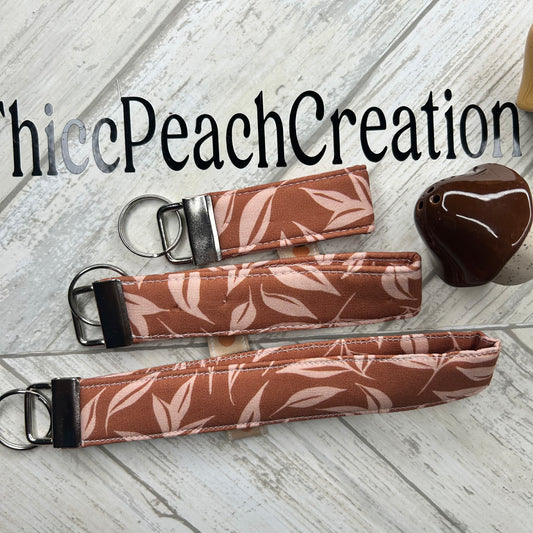 Fall Pink Leaves Key Fob Keychain